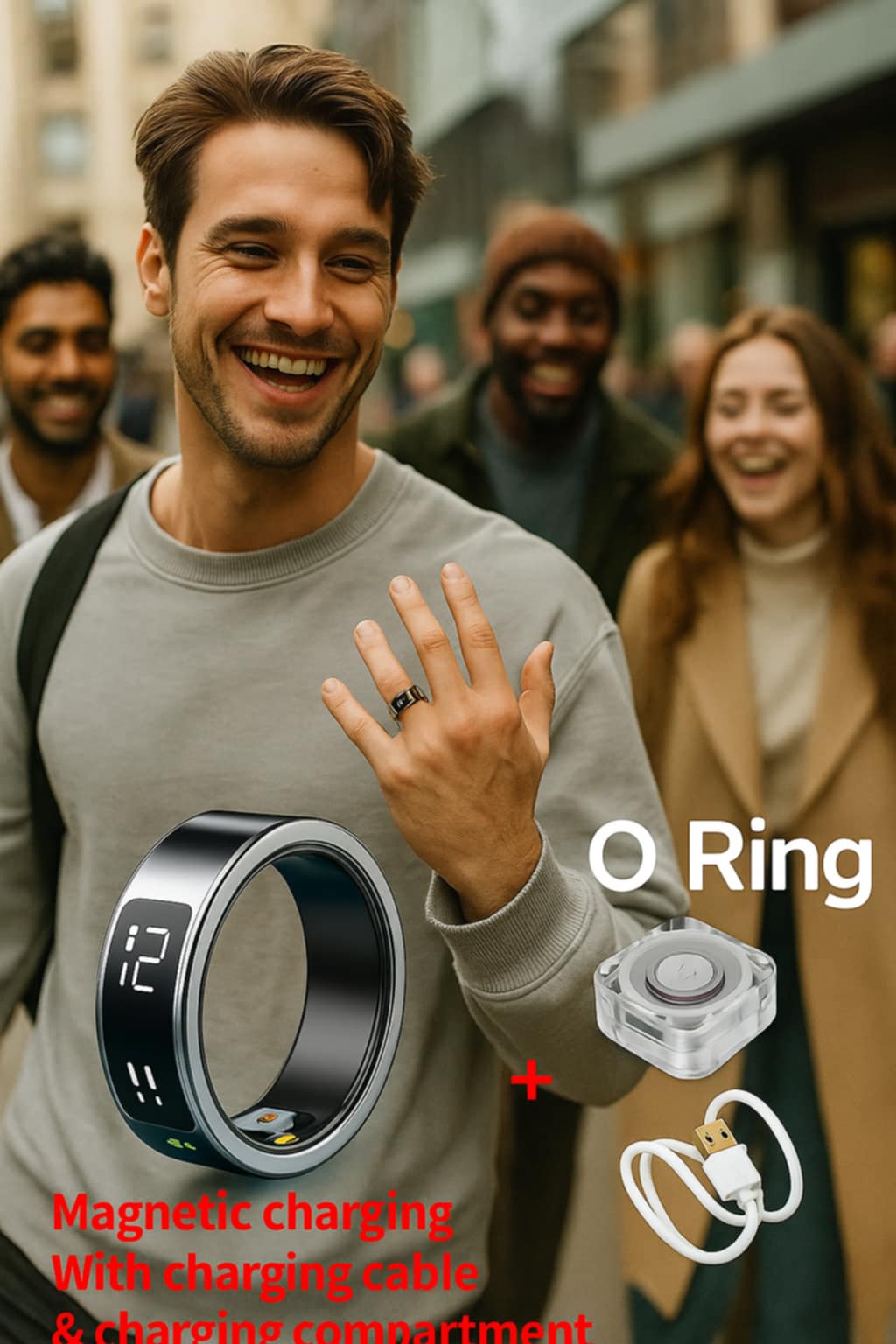 Smart Ring Men Women, Heart Rate and Blood Oxygen Monitor,